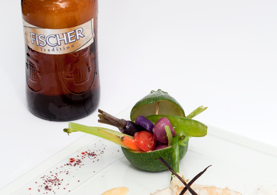 Dos de Cabillaud sur lit de Chou à la Bière Fisher  au beurre de vanille