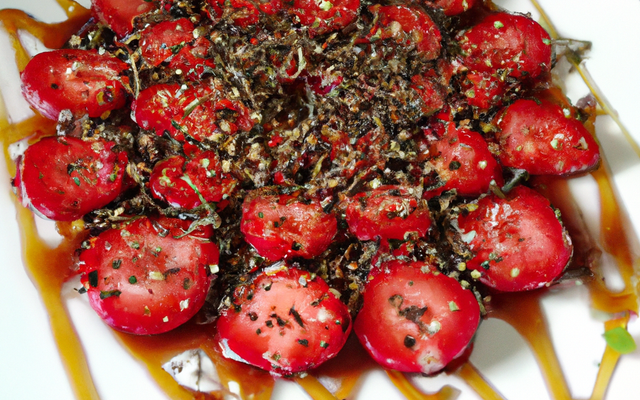 Carpaccio de fraises au poivre de sichuan et miel balsamique