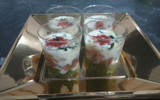Verrine de kiwi et saumon fumé