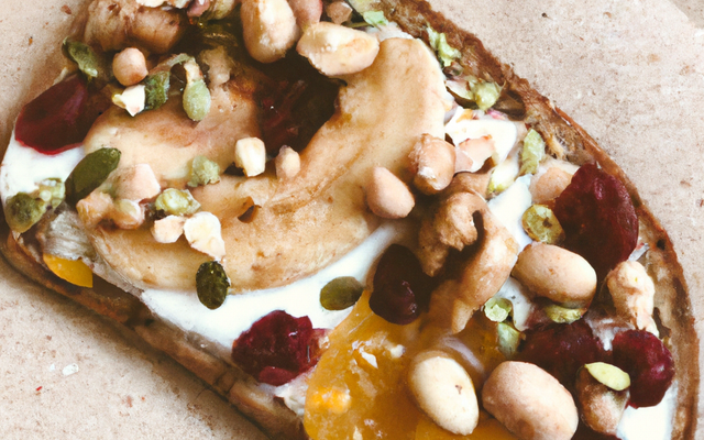 Grande tartine aux noisettes et céréales aux fruits
