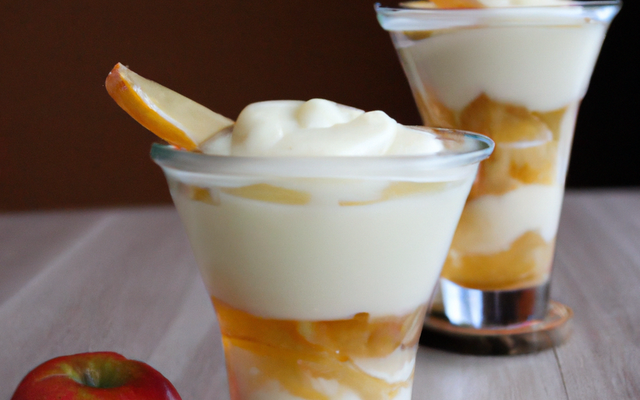 Verrine de pommes, yaourt et crème au carambar