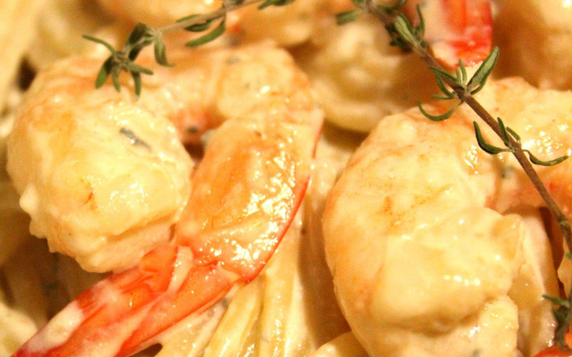 Spaghettis Fourme et crevettes