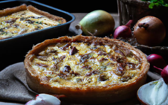 Quiche aux oignons et volaille