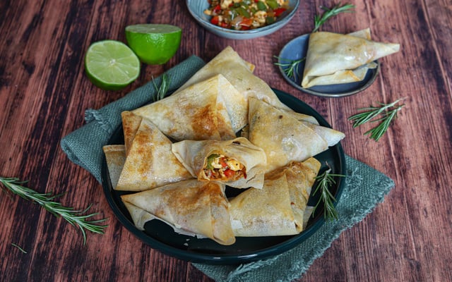 Samoussas au four façon fajitas