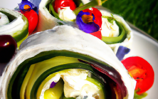 Rouleau de printemps aux cougettes, cerises et chèvre frais