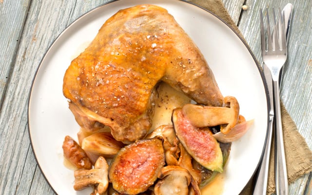 Cuisses de pintade label rouge aux cèpes et aux figues