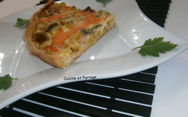 Tarte poireaux, saumon fumé et gorgonzola