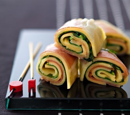 Rouleau d'épinards, jambon ibérique et Emmentaler AOC suisse
