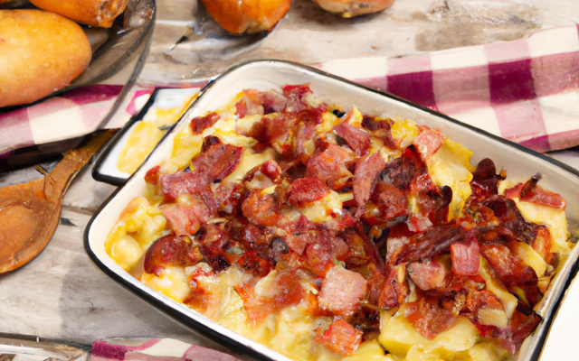 Tartiflette en crème de lardons et d'oignons