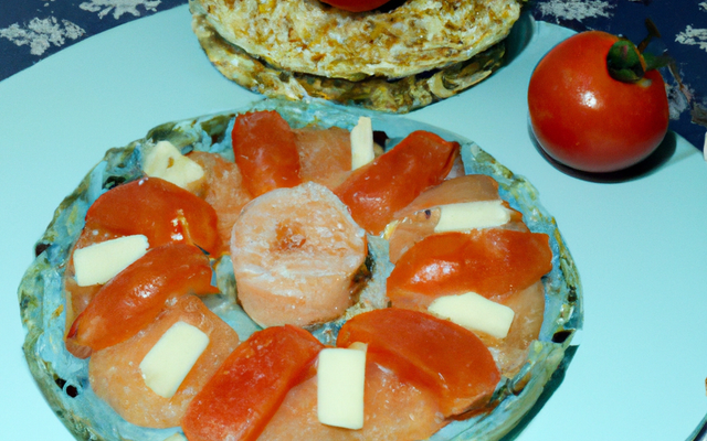 Galette de riz au roquefort, tomates et saumon