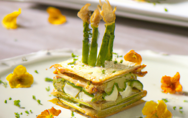 Millefeuille de courgettes aux asperges vertes