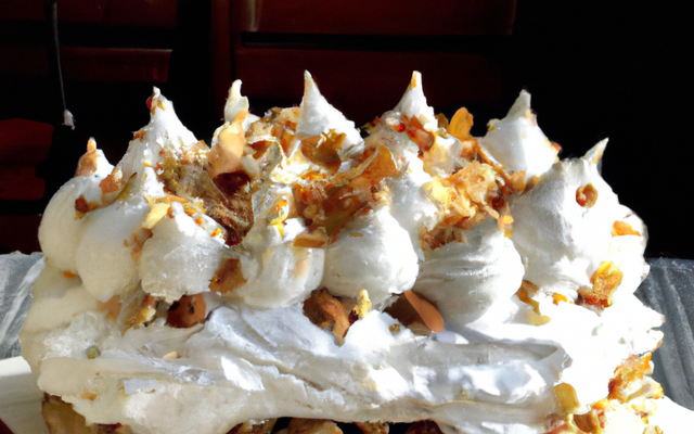 Gâteau meringué aux pommes et amandes effilées