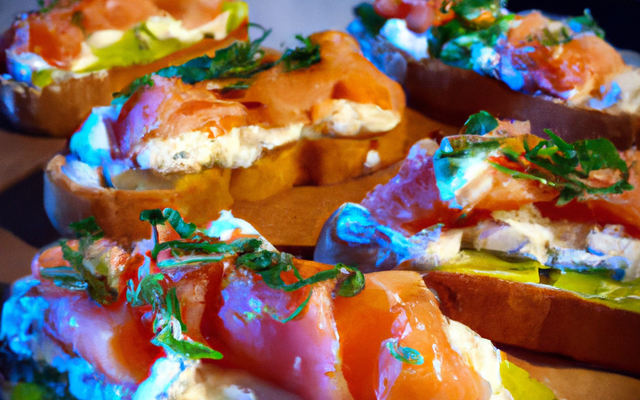 Bruschette au saumon fumé, fromage frais et mâche