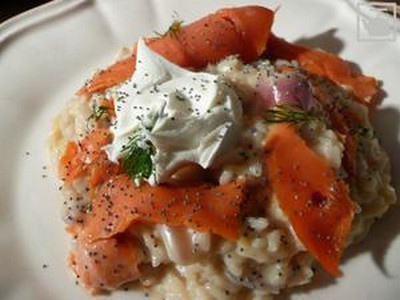 Risotto au saumon et à la vodka
