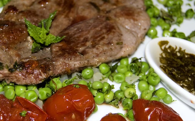 Tranches de gigot sauce à la menthe