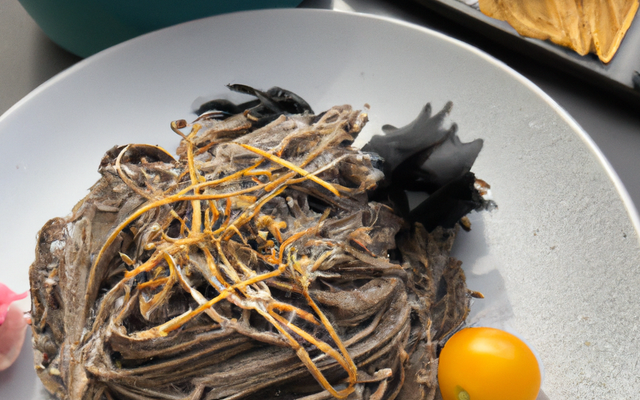 P'tites Soba et douceur de panais au thé blanc et brisures de truffe noire...