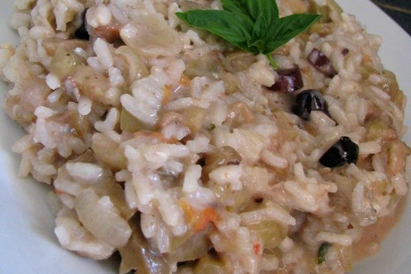 Risotto aux aubergines, tomates et grgonzola