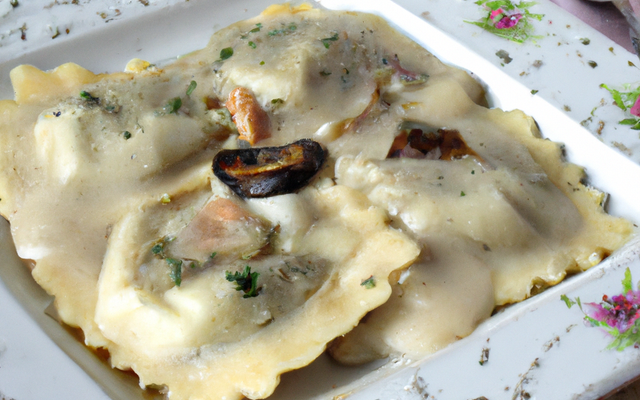 Raviolis sauce aux pleurotes à la crème