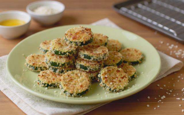 Rondelles de courgettes panées au parmesan