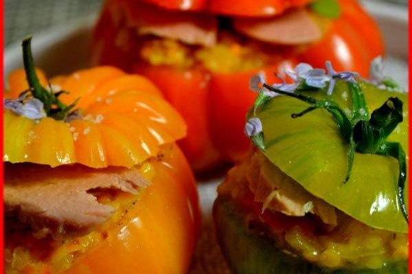 Tomates glacées au dahl et au thon