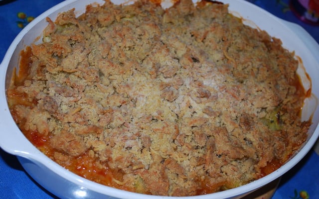 Crumble de légumes du soleil sous une pâte sablée