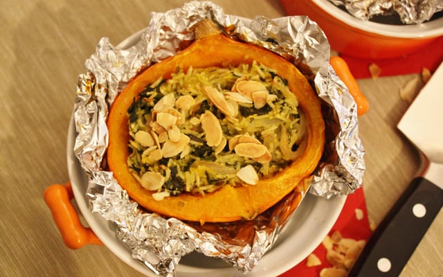 Potimarron farci au riz à l'indienne