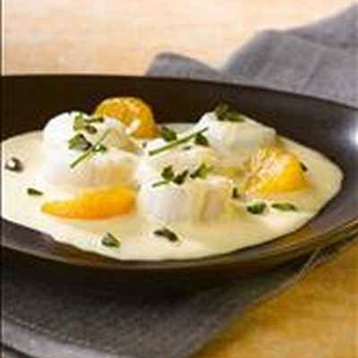 Faisselle de Saint Jacques à la moutarde Clémentine Pistache