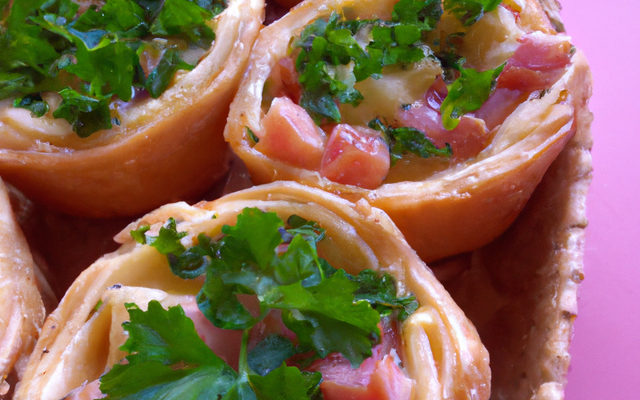 Petits paniers au jambon, ail et persil.