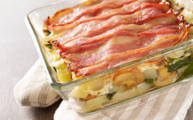 Gratin de blettes et poitrine fumée