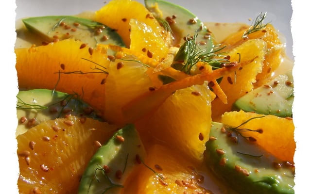 Salade d'avocat et suprêmes d'orange