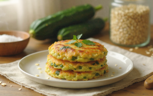 Galettes de flocons d'avoine oignons et courgettes