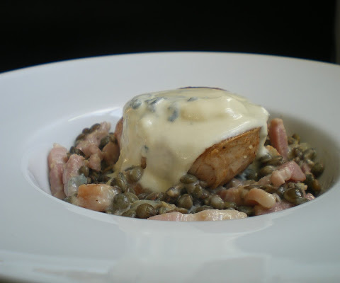 Grenadins de veau aux lentilles et roquefort