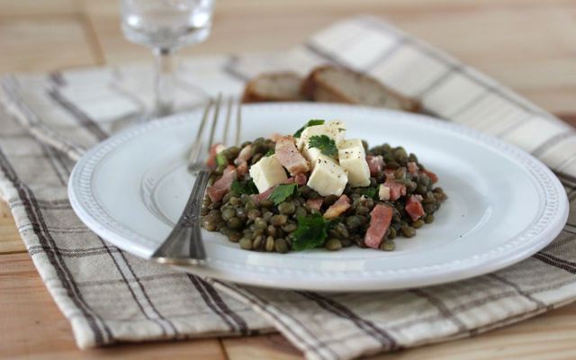 Salade de lentilles La Vache qui Rit