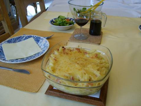 Gratin de pâtes au jambon