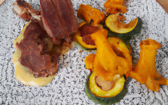 Côtelettes d'agneau et courge cornue en tempura