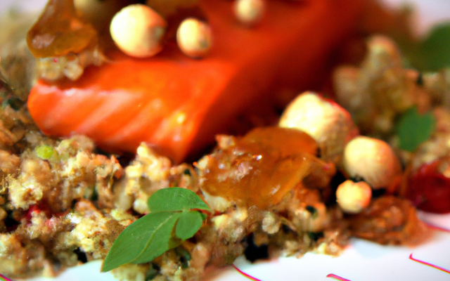 Saumon fumé quinoa et boulgour et mousse d'amande