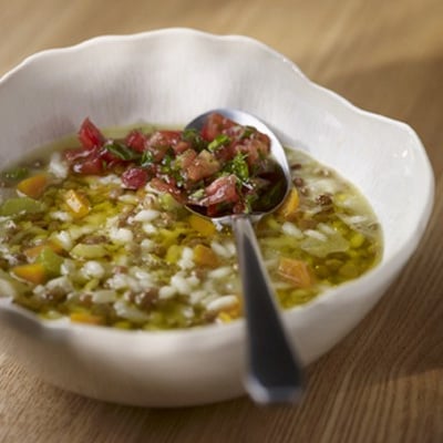 Soupe de lentilles et de riz
