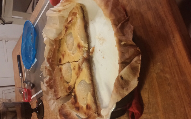 Tarte aux poires et chocolat fondu