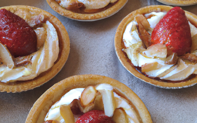 Tartelettes aux fraises des bois et crème pâtissière sur pâte aux amandes