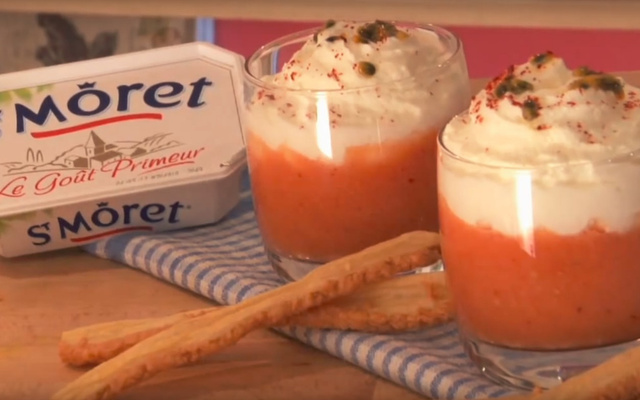 Gaspacho de tomates, fruits de la passion et St Môret