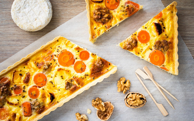 Tarte au Saint-Marcellin, noix, carotte et anis