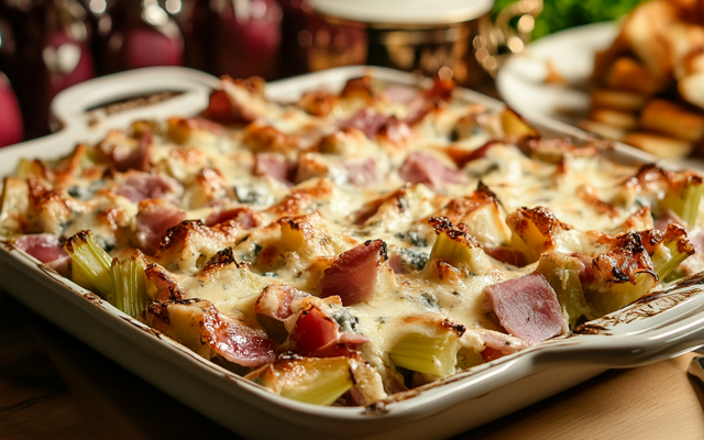 Gratin de céleri au bleu et au jambon