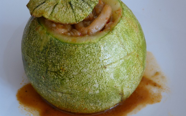 Courgettes rondes farcies terre et mer