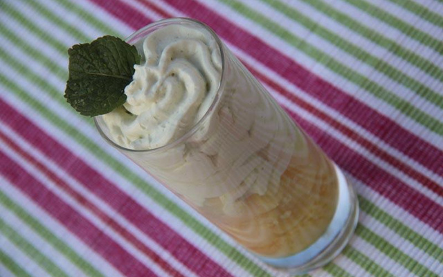 Verrines d'asperge et son espuma épinard ail menthe