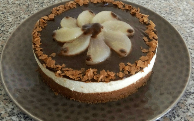 Bavarois choco-poire sur biscuit au spéculos
