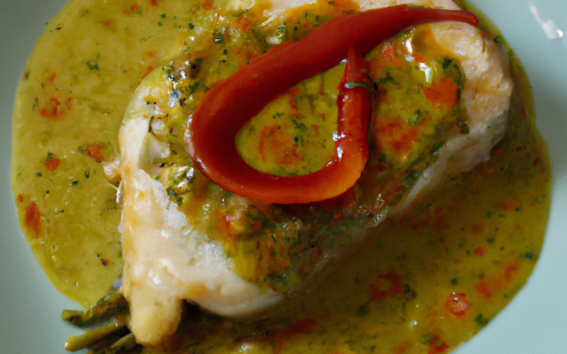 Dos de merlu au lard fermier du hautdoubs sauce piments verts