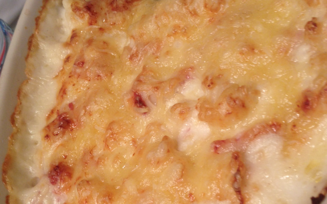 Gratin de chou-fleur et ses dés de jambons