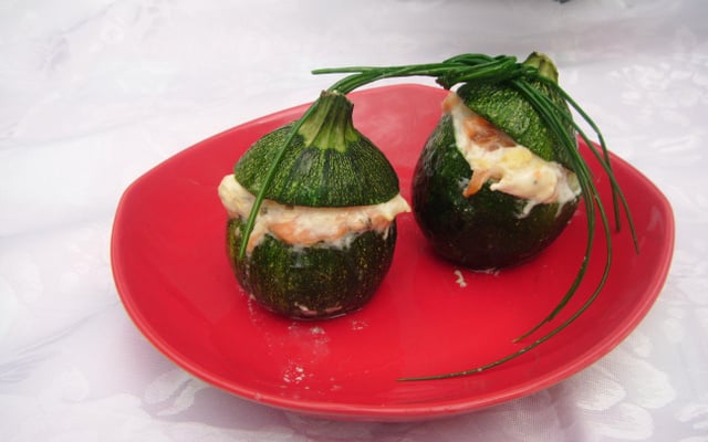 Courgettes  farcies fromage frais saumon