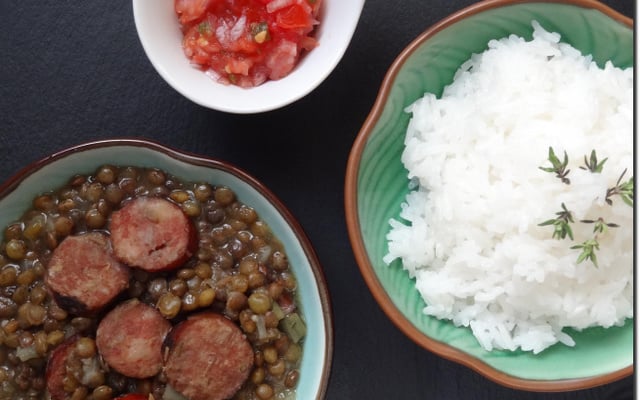 Lentilles saucisses à la Créole