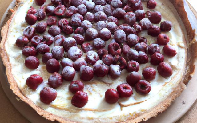 Tarte au chocolat blanc et aux cerises